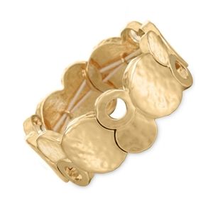 Style & Co. gold tone hammered disc stretch bracelet NWT